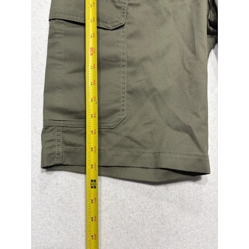 True Religion Mens 32 Green Cargo Shorts Canvas Utility Logo 12in Inseam Outdoor